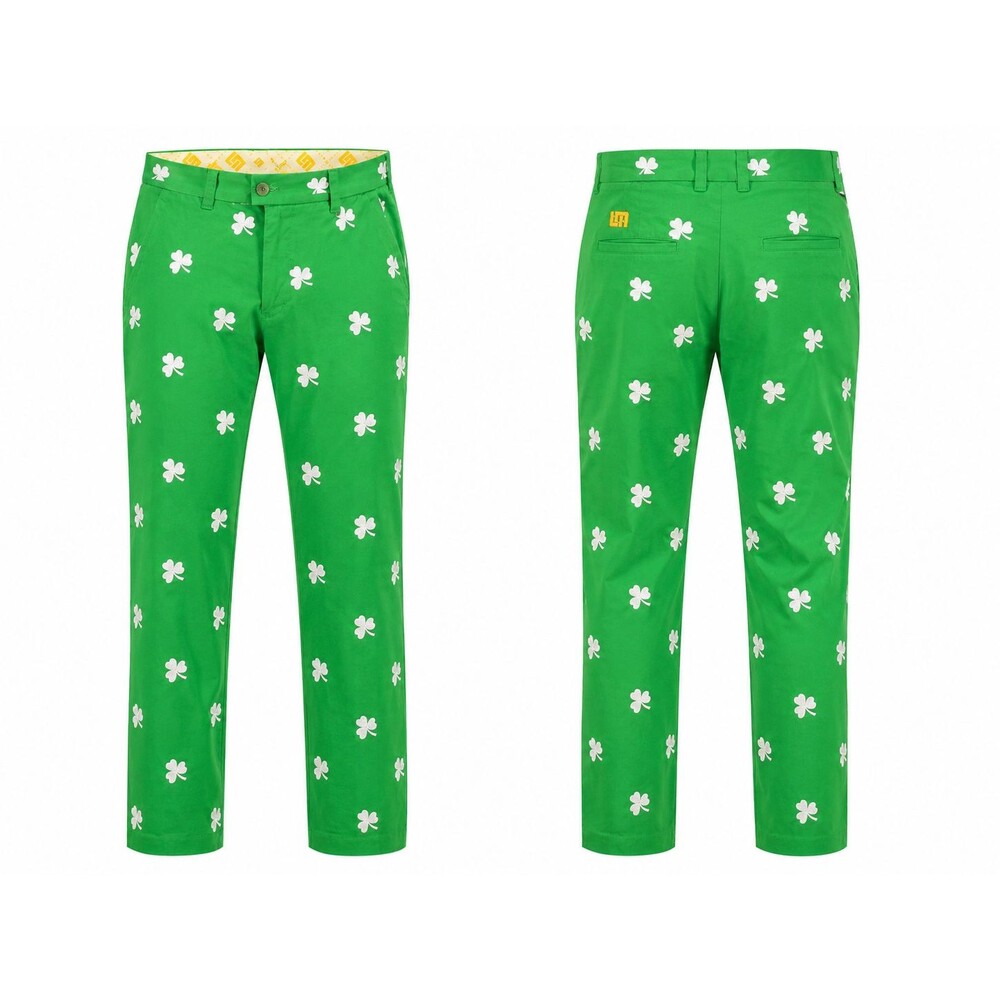 Loudmouth Golf Shamrock Pants – Men's Golf Pants – Green Clover Print 32x30
